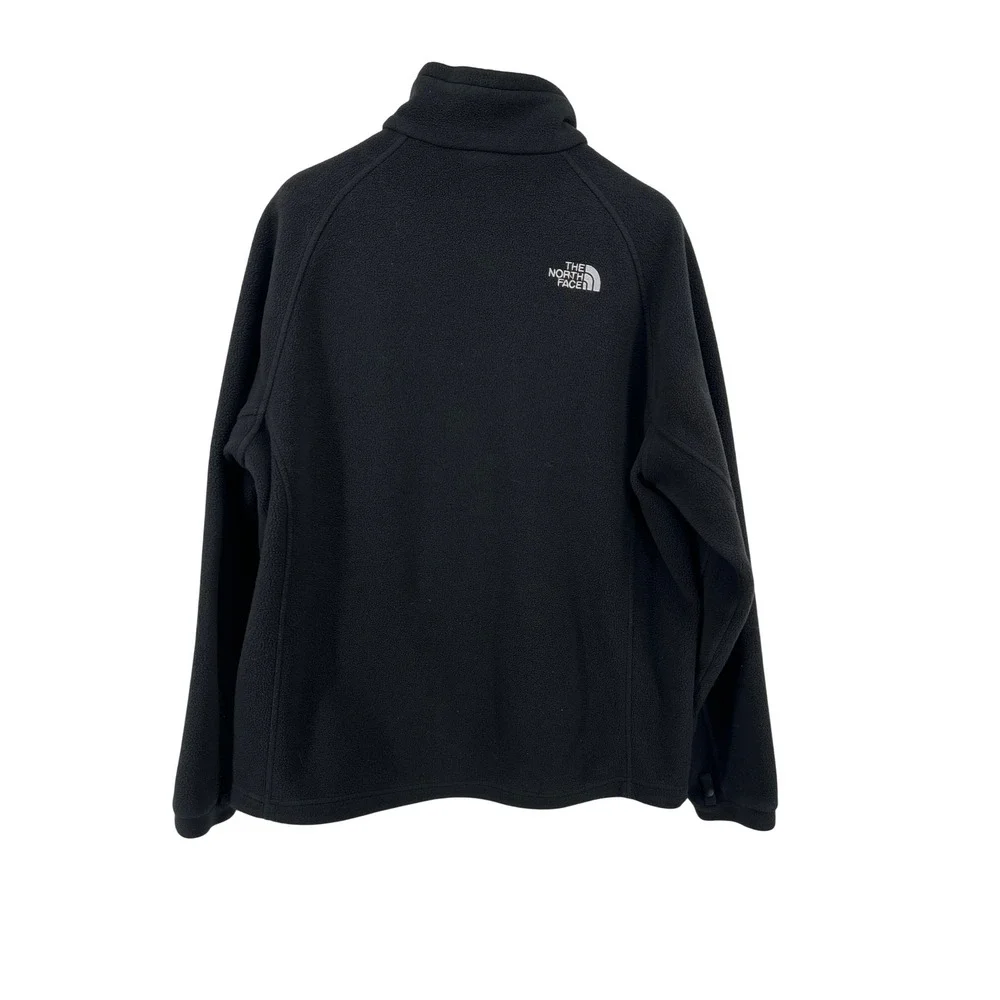 The North Face Mens Full Zip Fleece Jacket Black Mock Neck Large L Logo Raglan‎
